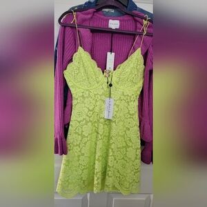 Bright for Love & Lemons  green lace dress XL